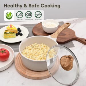 JEETEE Casserole 16 cm,1.5L Avec Couvercle En Verre,Poignee Resistante A La Chaleur,Convient Pour Toutes Les Cuisinieres,Sans Pfoa,B