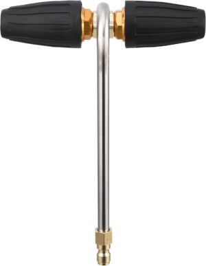 71FGnWEZi0L._AC_SL1500_.jpg Tool Daily JT030 Nettoyeur de Gouttiere pour Nettoyeur Haute Pression, 2 Buses Rotatives, Raccord Rapide 14 Pouce, 3300 PSI, Acier