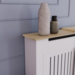 Vida Designs Arlington Cache-radiateur (Blanc, reglable) pour entree, Salon, Maison