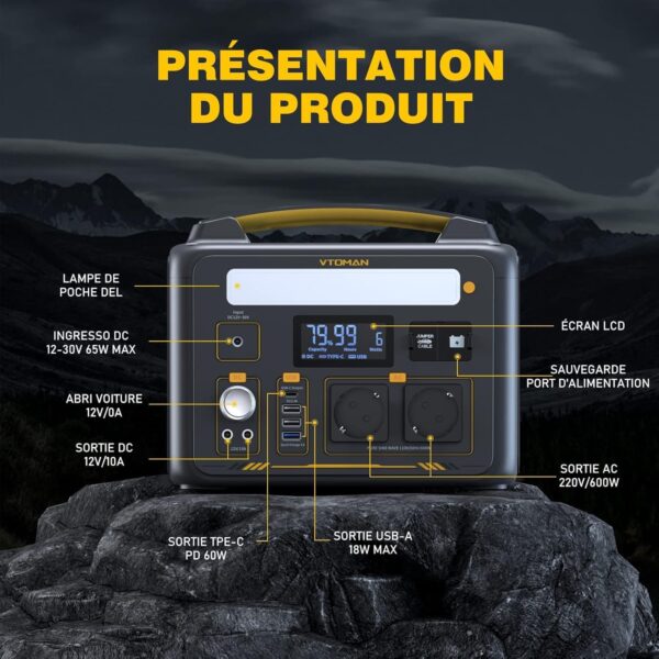VTOMAN Jump 600X Portable Electric Station 600W - 299Wh Portable Electric Generator LiFePO4 Battery Generator, Dual PD 60W Typ-C Out