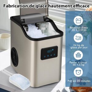 Machine à glaçons Nugget RELAX4LIFE 27 kg/24h inox