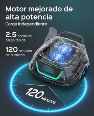 71FmnIx-6nL._AC_SL1500_.jpg WYBOT Pro Wireless Pool Robot with Double Motorisation, 120 Min Continuous Suction for Family Swimming Pool 100 m2, High Efficiency