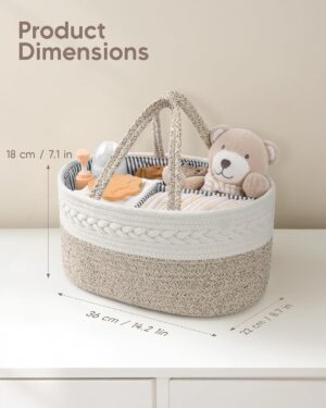 Maliton Panier Rangement Bebe, Rangement Lange Bebe avec Compartiments et Poignees, Couches Bebe Portable, Panier Organisateur Bebe