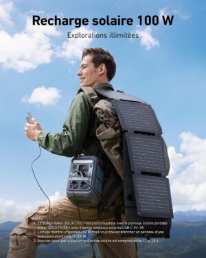 Anker SOLIX C300 Portable Power Station, 288Wh LiFePO4 Battery, 300W Solar Generator (Peak 600W), 140W Bilateral Charging, Camping,