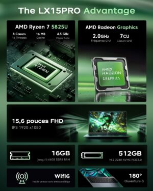ACEMAGIC 15.6 Inch FHD Ryzen 7 5825U Laptop (8C16T, 4.5GHz Beat by i7-1265U) 16GB RAM DDR42.512GB M.2 SSD Laptop PCs, TF,3USB 3.2