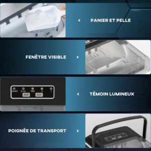 Machine à glaçons HOMCOM autonettoyante 12 kg/24h noire