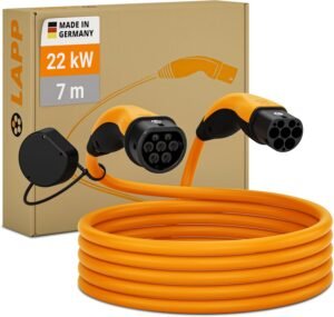 LAPP MOBILITY Electric Car Charging Cable 7 m Type 2-22kW 32A Mode 3 Type 2 Charging Cable Electric Vehicle Charger IP55 Water Resis