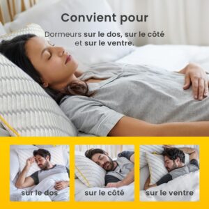 Oreiller mémoire Cosi Home 71×45 cm, housse bambou, réglable
