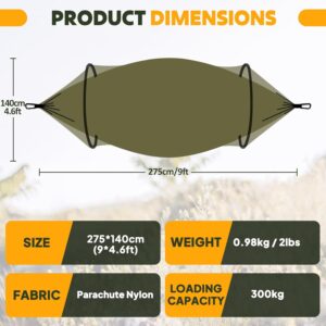 NATUREFUN Hamac de camping ultra-leger Hamac en filet anti-moustiques Capacite de charge de 300 kg, nylon de parachute respirant a