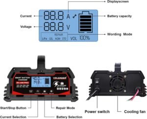 Chargeur de batterie intelligent Yinleader 12/24V LCD