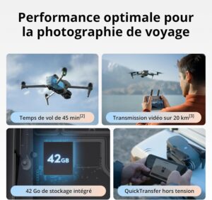 DJI Air 3S Fly More Combo (telecommande RC 2 avec ecran) avec accessoires polyvalents, drone avec grand angle CMOS 1 camera tele