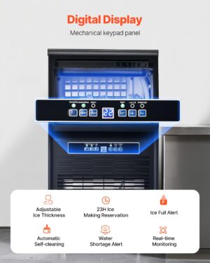 71GnzCl0m0L._SL1500_.jpg VEVOR Machine a Glacons Autonome, Capacite de Production 36,3 kg24 h et Capacite de Stockage de 5,4 kg, 36 Glacons en 15 Minutes, A
