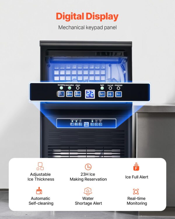 VEVOR Machine a Glacons Autonome, Capacite de Production 36,3 kg24 h et Capacite de Stockage de 5,4 kg, 36 Glacons en 15 Minutes, A