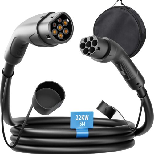 71GpJbyAqsL._AC_SL1500_.jpg Rosaking Electric Car Charging Cable 22 kW, Type 2 5 m EV Charging Cable with 3 Phases and IEC62196,32 A Type 2 Charging Cable for M