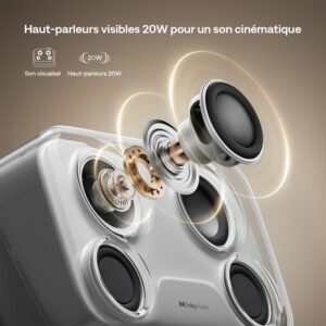 Aurzen Boom 4-in-1 Mini Video Projector with Google TV, Support 4K, Home Cinema Outdoor Projector, 20W Dolby Audio, 500 ANSI, ToF