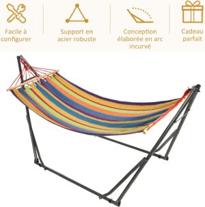 71GzIZFrJ3L._AC_SL1500_.jpg Hamac sur pied Outsunny pliable 1 place 120 kg époxy