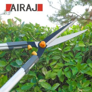 AIRAJ Hedge Shears (60 cm), with serrated blade in three sections and non-stick coating, manual hedge shears for trimming, ideal for