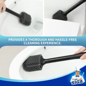 71HNIxhHguL._AC_SL1500_.jpg MR.SIGA Toilet Brush, Silicone Toilet Brush with Stand, Wall or Floor Mount, Hanging Toilet Brush for Bathroom, Black