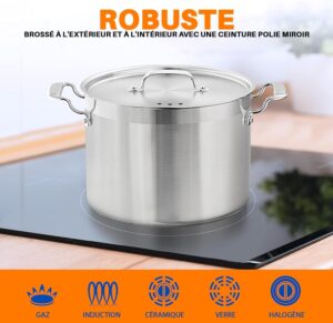 NutriChef Marmite 12 L en Acier Inoxydable - Grande Capacite pour Ragout, Soupe, Mijotage, Repartition Uniforme de la Chaleur, Compa