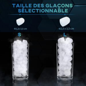 Machine à glaçons HOMCOM autonettoyante 12 kg/24h noire