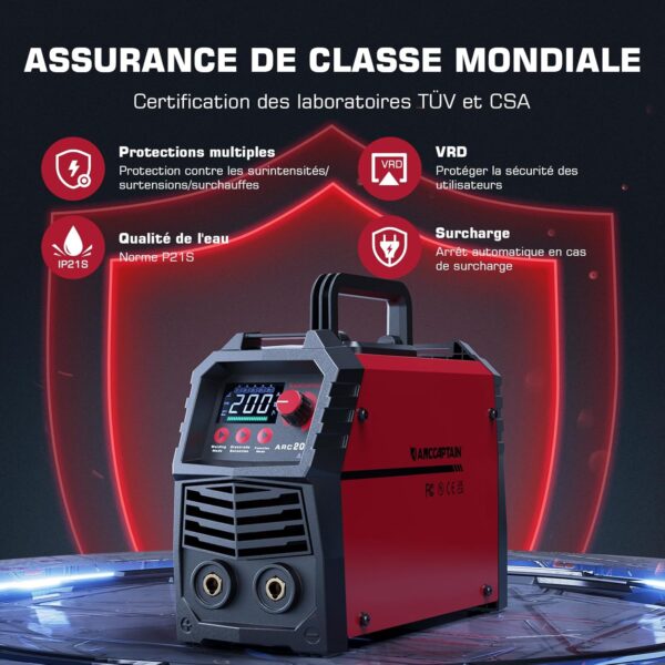 ARCCAPTAIN Poste a Souder ArcLift TIG 200 A avec Grand ecran LED, Poste a Souder Inverter avec Controle Synergique, Machine a Soude