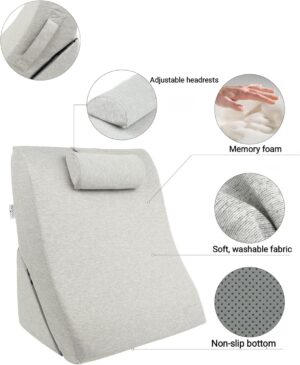 Kalicou Coussin de Lecture - Oreiller Dossier, Appui-tete Reglable, Mousse Memoire de Forme, Housse Amovible Respirante Antiderapa
