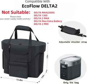 Sac de station d'alimentation portable compatible avec ECOFLOW DELTA 2, sac de transport avec sangles pour station d'alimentation, h