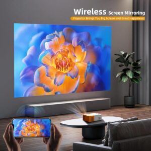 PVO Portable WiFi Projector, Smartphone Can Mirror Wireless Projector Projector Compatible with SmartphoneTabletLaptopTV StickTy