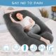 Coussin de Grossesse en forme J - Velours Gris foncé lavable