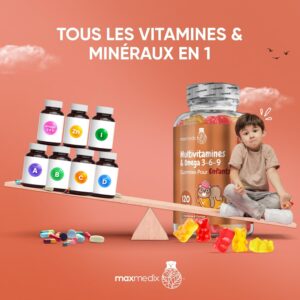 Multivitamines enfants 3+ – 120 gommes, Oméga 3-6-9