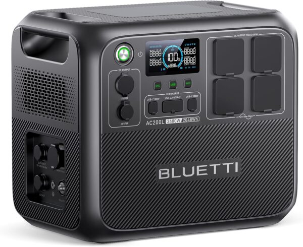 BLUETTI Portable Power Station AC200L, 2048Wh LiFePO4 Battery, Expandable to 8192Wh, 4 AC Outputs of 2400W (3600W Power Lifting), Pr