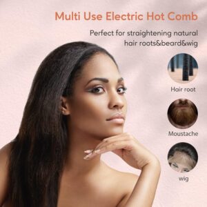 Peigne chauffant réglable pour cheveux afro et barbe