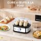 YASHE Cuiseur a œufs, cuisinier d'œufs compact de 400 W, 6 œufs faciles a peler, oeufs mollets, oeufs moyens, oeufs durs, Poacher, f