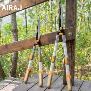 AIRAJ Professional Telescopic Manual Hedge Shears 75-88 cm, SK-5 Steel Blade, Ergonomic Handle, Extendable Length in 3 Parts, Easy t