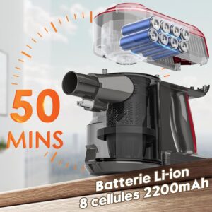 Akitas V10 Aspirateur Balai sans Fil 30V 450W Jusqu'a 50 Minutes 3 Vitesses Balai et a Main Moteur Numerique sans Balais (BLDC) Batt