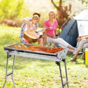 71J9gAAz0uL._AC_SL1000_.jpg Barbecue a Charbon de Bois Inox,Grill Charbon de Bois XXL,Taille Grande BBQ Pliable Barbecue Grill a Charbon Four de Charbon Portabl