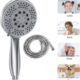 71JN77QiP-L._AC_SL1500_.jpg Vinabo Shower Head 1.5 m Flexible Steel Shower Tube, 5 Functions Multifunctional High Pressure Shower Jet, ABS Chrome Anti-Limesca