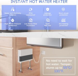 JAOGAUS Instant Water Heaters, 6000W Energy Saving Tankless Water Heaters with Remote Control, Electric Water Heater for Home Bathro