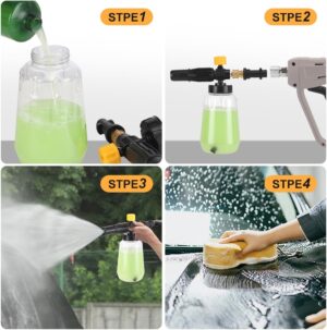 71JQUu5HFEL._AC_SL1200_.jpg Lance a mousse a neige Pistolet a mousse de lavage de voiture pour nettoyeur haute pression Bouteille de 1 litre avec buse regla