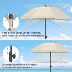 Parasol de plage Laneetal Anti-UV UPF50 Ø135/155/175 cm