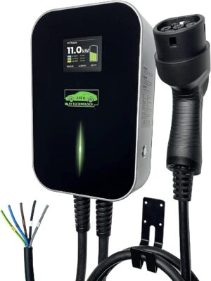 ANFIL 3-Phase Charging Station for Electric Vehicles - EU Standard 16A Charger, 11kW IEC 62196-2 - 6.1m Charging Cable, Type 2 Plug