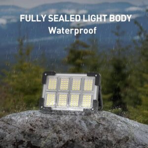 OHAYORI Projecteur LED Rechargeable Portable, Lampe de Travail Etanche, Lumiere USB 4 Modes Avec Panneau Solaire Pour Camping, Garag