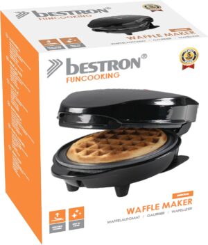 Bestron Mini gaufrier pour gaufres classiques, Petit gaufrier avec revetement anti-adhesif, pour les anniversaires d'enfants, les fe