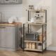71Js7Fy6L0L._AC_SL1500_.jpg WOLTU Etagere Micro Onde, Meuble Cuisine Rangement, a 4 Niveaux, 4 Crochets, 60x40x123cm Noir Chene Clair