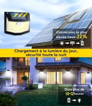 Lampe solaire extérieure détecteur de mouvement 248 LED 3 modes