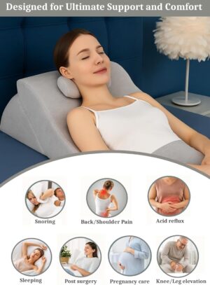 Kalicou Coussin de Lecture - Oreiller Dossier, Appui-tete Reglable, Mousse Memoire de Forme, Housse Amovible Respirante Antiderapa