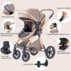 BEBBY Poussette 3 en 1, Poussettes Combinee Portable Pliant en Un Clic,Poussettes Citadines Avec Siege Auto, Poussette Canne Paysage