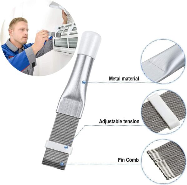2 Pieces Peigne de Climatiseur, Peigne a Ailettes de Climatiseur Peigne a ailettes en acier inoxydable, Peigne Condenseur Climatiseu