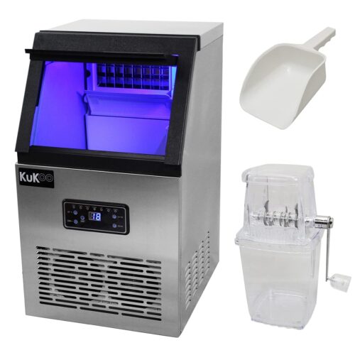 Professional Stainless Steel Ice Cube Maker for Restaurants, Bars and Tea Rooms, 40 kg of Ice Cubes in 24 Hours, Crushed Ice Crusher
