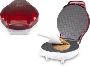 BEPER P101CUD002 Gaufrier electrique, 1000 W, Gaufrier pour cones 18 cm, Poignee isolante, Accessoires pour cones inclus, BlancRoug